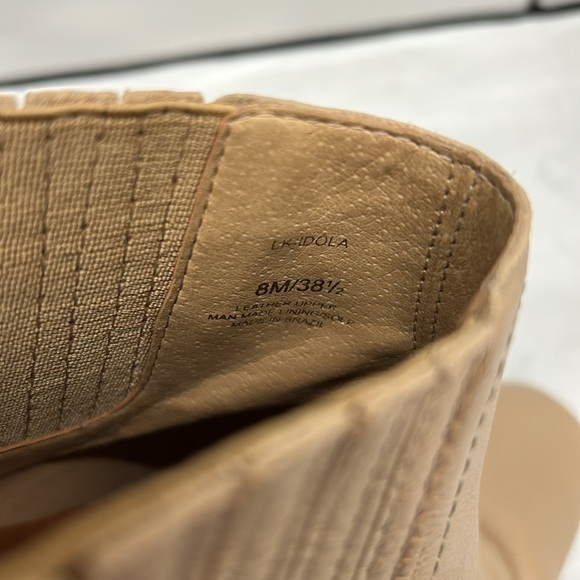 LUCKY BRAND Idola Beige Western Square Toe Stacked Heel Leather Booties 8 - Picture 2 of 16